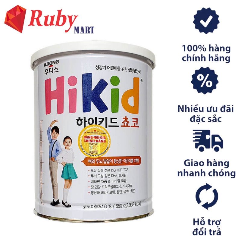 Sữa Bột Hikid tăng chiều cao cân nặng cho bé từ 1 tuổi hộp 600g