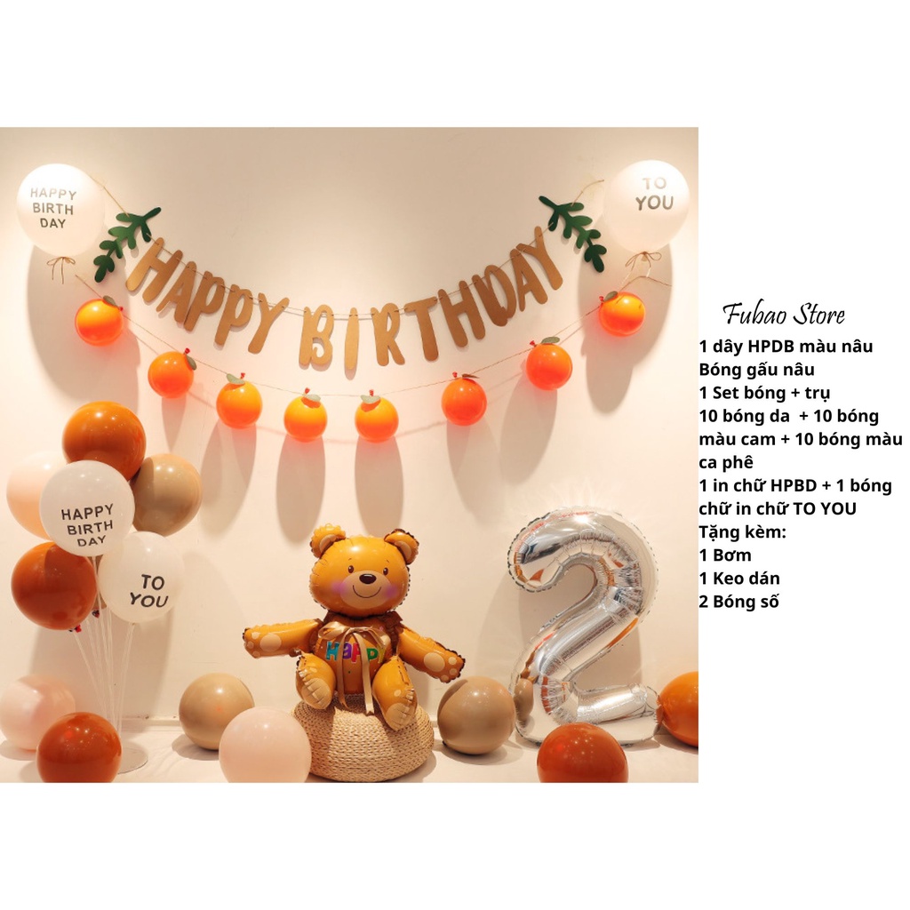 [TẶNG KÈM BƠM, KEO DÁN, BÓNG SỐ TUỔI] Set bóng trang trí sinh nhật hàn quốc, party Fubao Store
