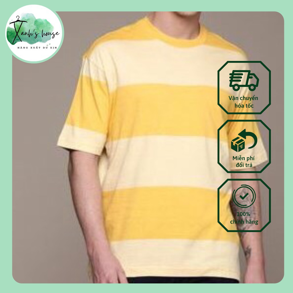 Áo Thun Nam Kẻ Cổ tròn phông cotton gai G-AP sang trọng trẻ trung năng động XanhHouse