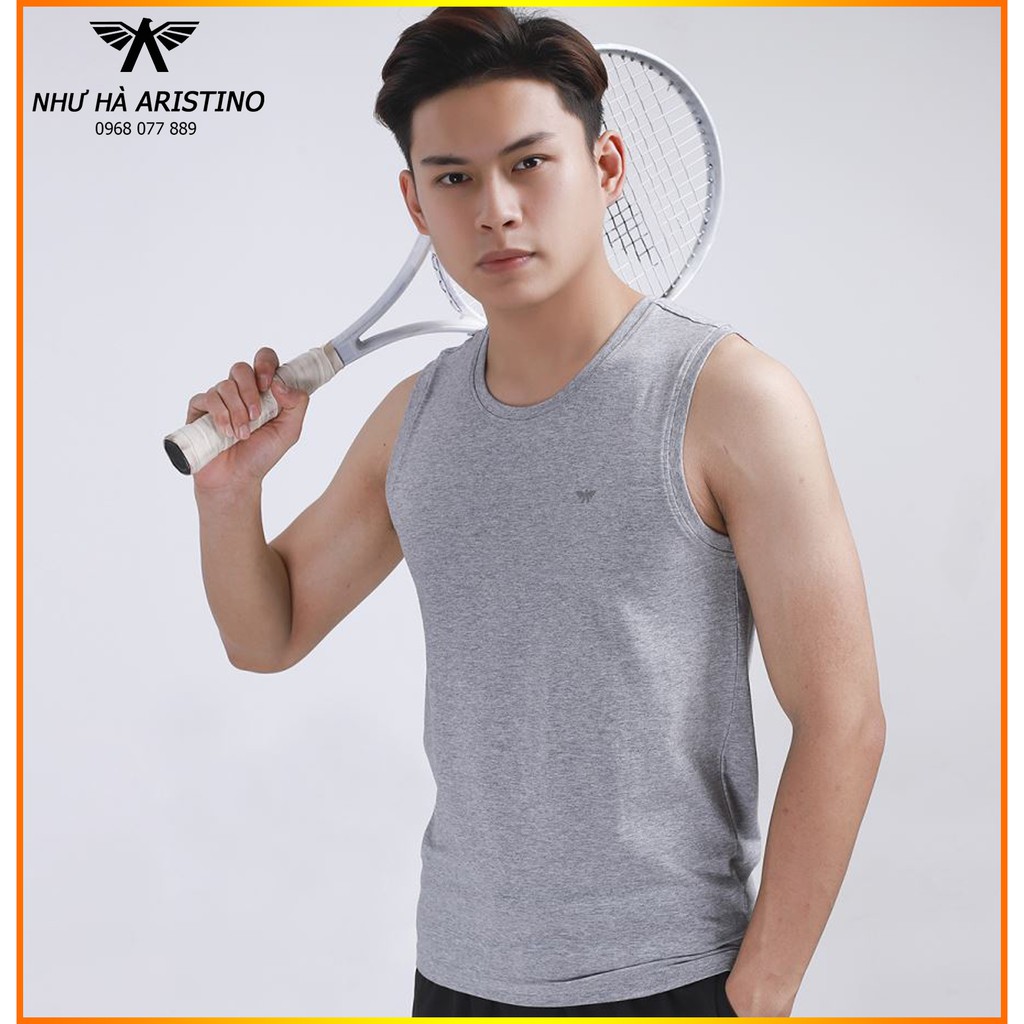 XẢ KHO CHỈ CÒN S (50-58kg) Slim Áo Thun Ba Lỗ Nam Aristino Màu Xám, Tím Than, Nâu, Xanh Biển, Đen, Đỏ Đô