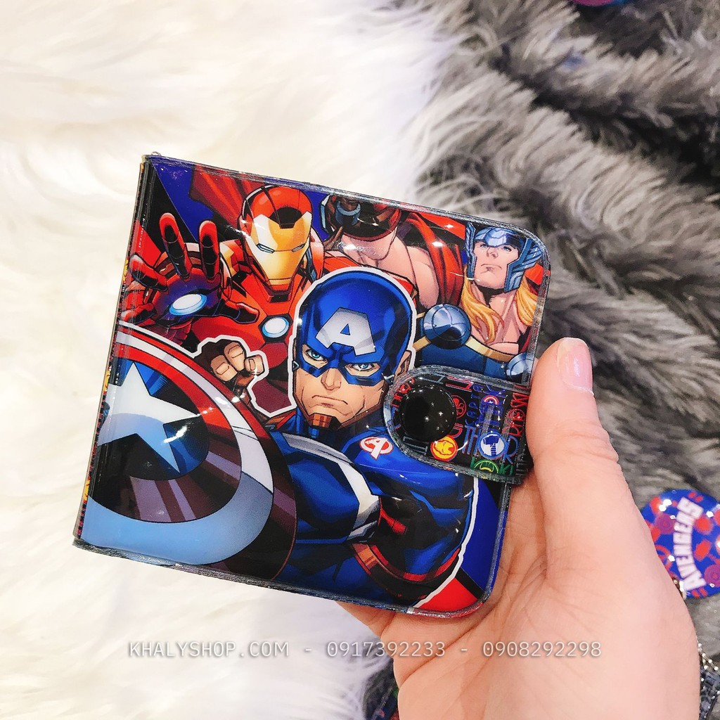 Bóp ví tiền ngang 2 mặt hình Avengers màu đen cho bé trai (Thái Lan) - 120NMVNG0038 - (9.5x1x9cm)