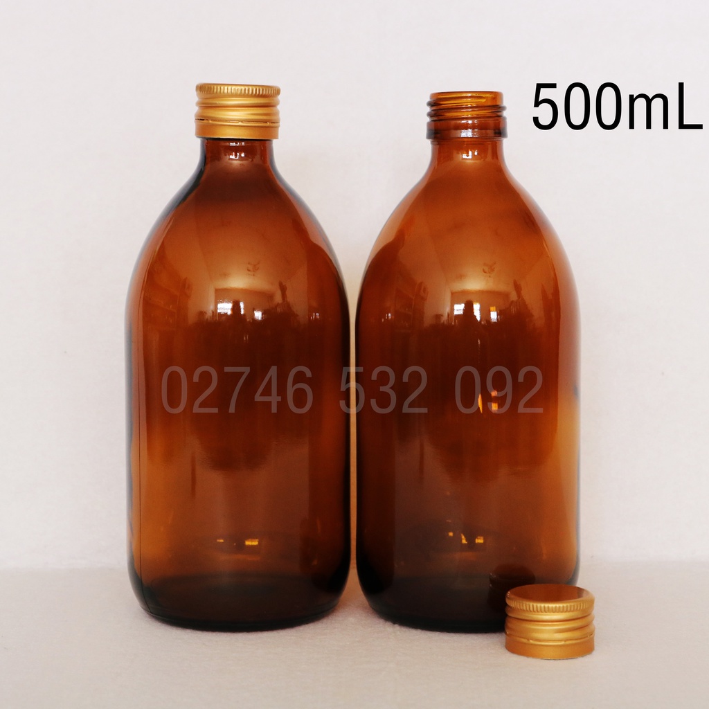 Chai Thủy Tinh Nâu 500ml và 1000ml Nắp Kim Lọai