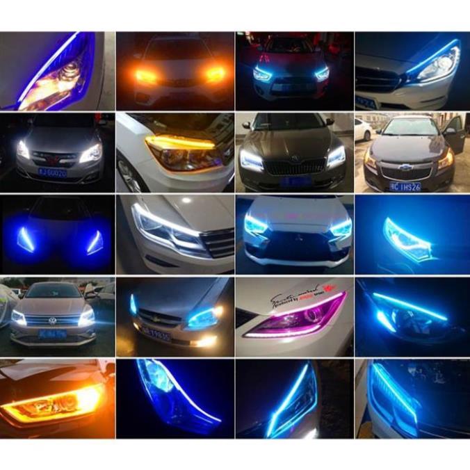 Bộ 2 Dây Đèn Led Mí Ô Tô Tích Hợp Xi Nhan Nháy Đuổi 60cm Có Thể Cắt Ngắn Silicon Chống Nước