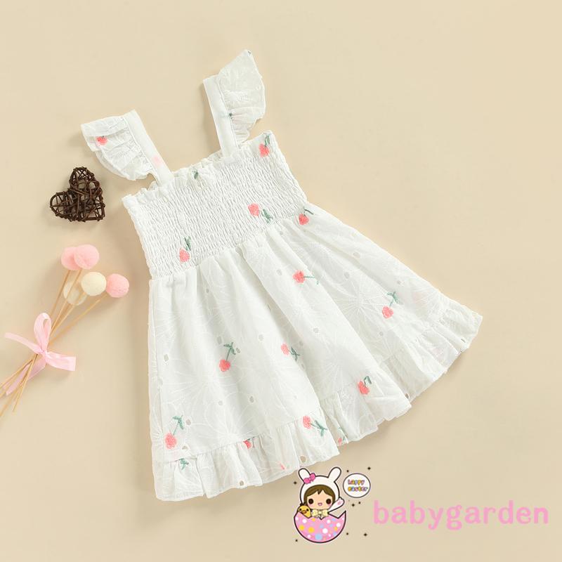 Đầm chữ A tay cánh tiên thêu hoa cho bé gái 0-4 tuổi