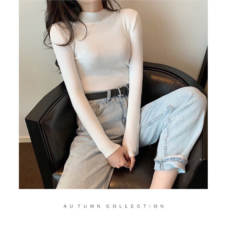 Áo len gân cổ 3 phân