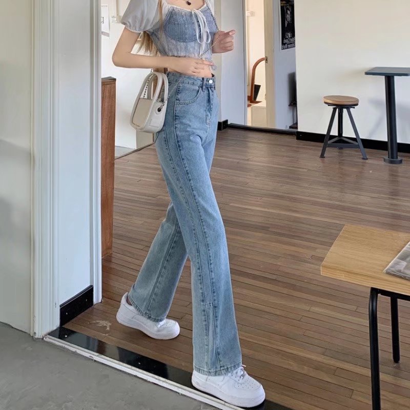 Quần Jeans Nữ Lưng Cao Ống Rộng Thời Trang Hàn Quốc