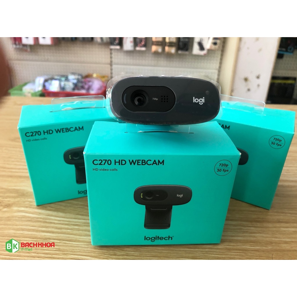 Webcam Logitech HD C270 chính hãng hình ảnh sắc nét tíc hợp micrô tính năng giảm tiếng ồn | BigBuy360 - bigbuy360.vn
