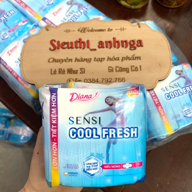 Băng vệ sinh Siêu Mỏng 20 Miếng DIANA Sensi Cool Fresh Có Cánh