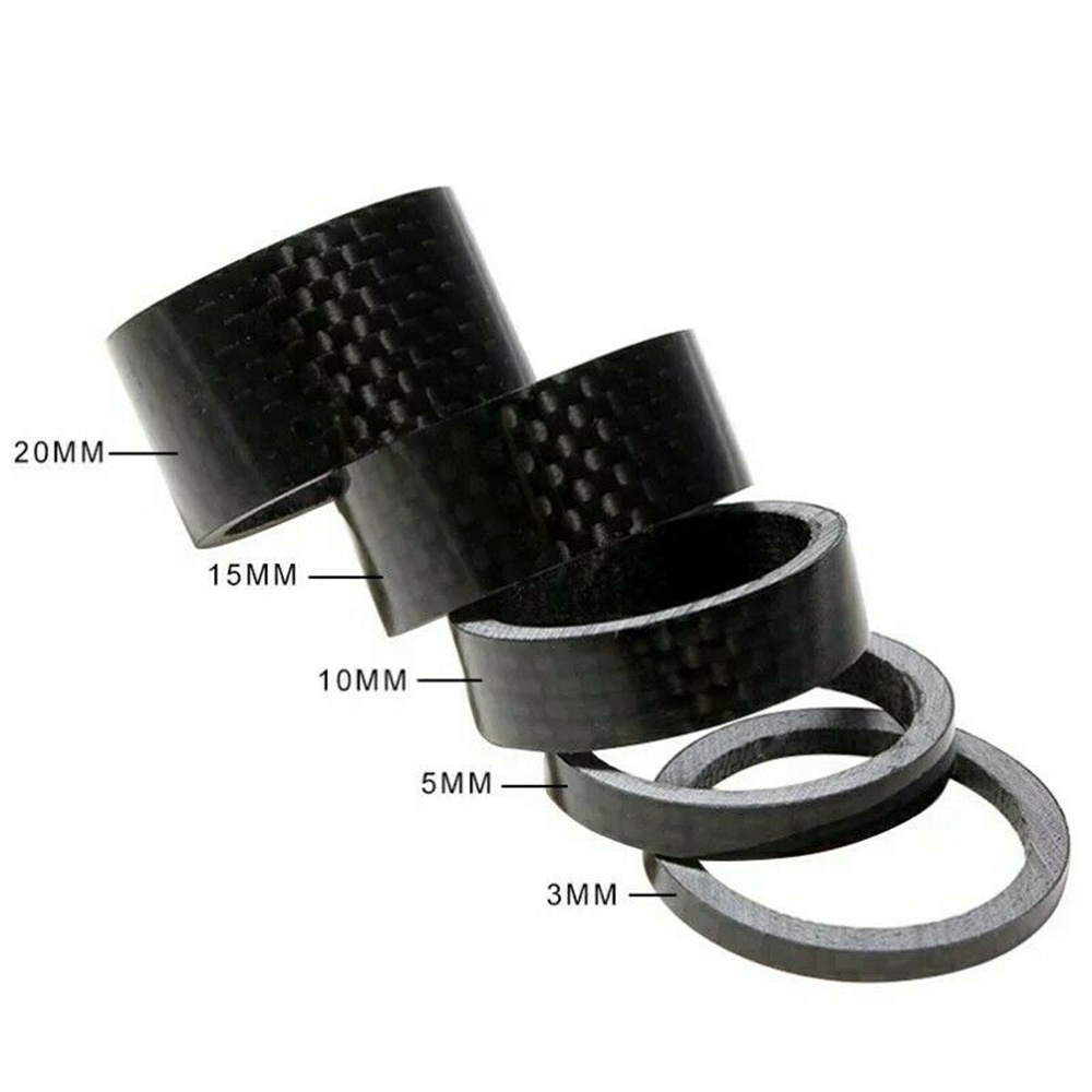 Set 1/5 vòng đệm cổ xe đạp 3/5/10/15/20mm 28.6mm bằng sợi carbon
