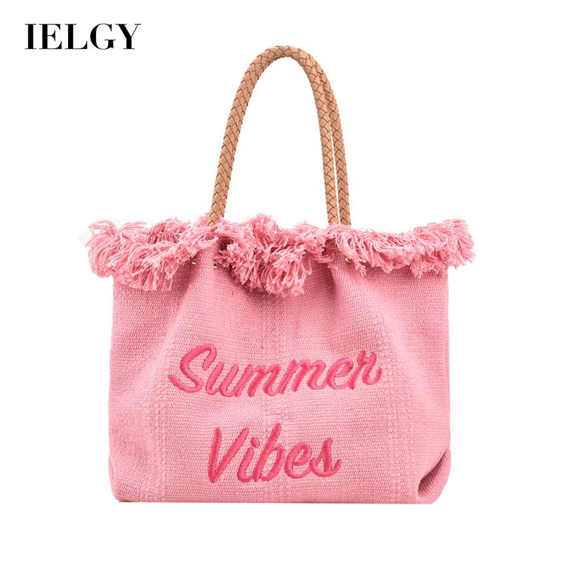 Túi đeo vai IELGY vải canvas cỡ lớn in chữ thời trang cho nữ