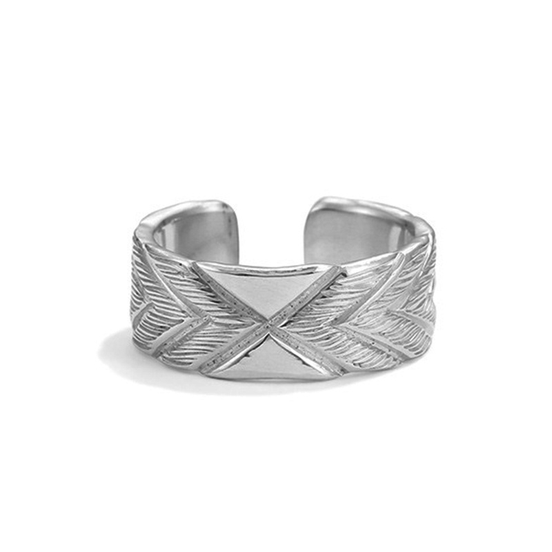 Nhẫn Khắc Nam nữ Hợp kim đồng mạ bạc Đơn giản Sáng tạo Nhẫn có thể điều chỉnh Bạc Thái Phong cách Lớn NH-192