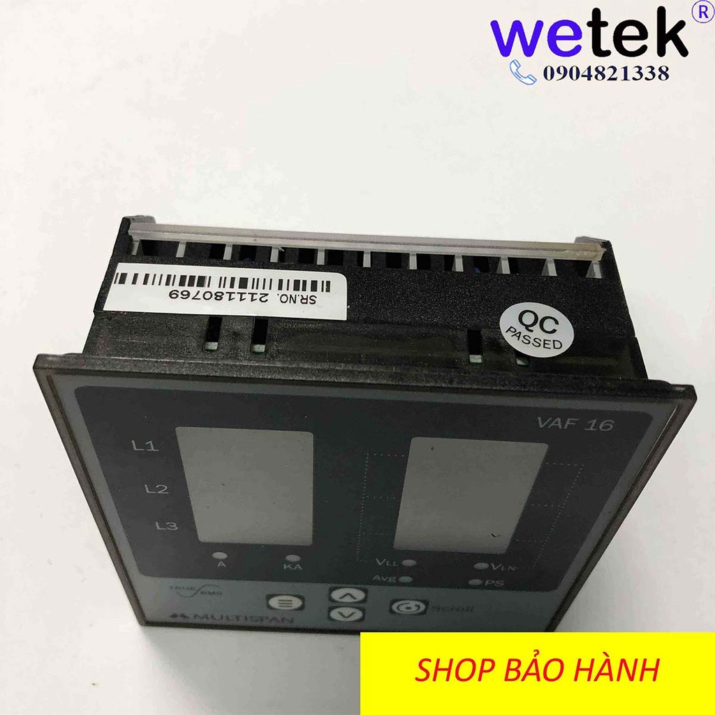 Mutltispan VAF-16 Đồng hồ đo dòng, áp 3 pha hiện thị đồng thời, 10 thông số, LED siêu sáng,  cấp cx 0.5, 100Vac~270Vac