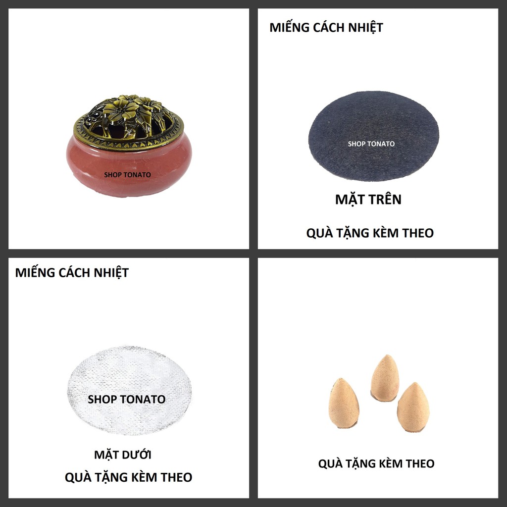 LƯ XÔNG TRẦM ĐỐT NHANG GỐM SỨ  LHSU1 TẶNG 3 NỤ TRẦM,TẤM CÁCH NHIỆT CAO 7CM