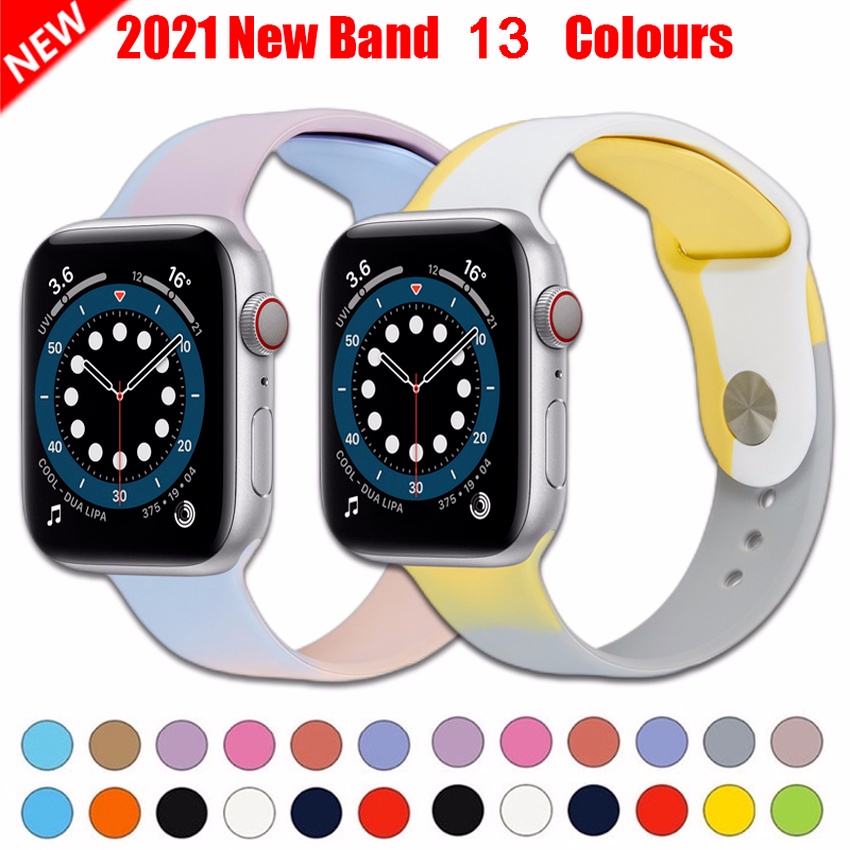 Dây đeo đồng hồ bằng silicon mới nhất 2021 cho iWatch phiên bản SE 6 5 4 3 2 1 44mm 42mm 40mm 38mm