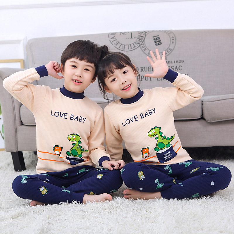 Bộ Đồ Ngủ Pijama Dài Tay Vải Cotton Dày Thời Trang Thu Đông 2021 Cho Bé