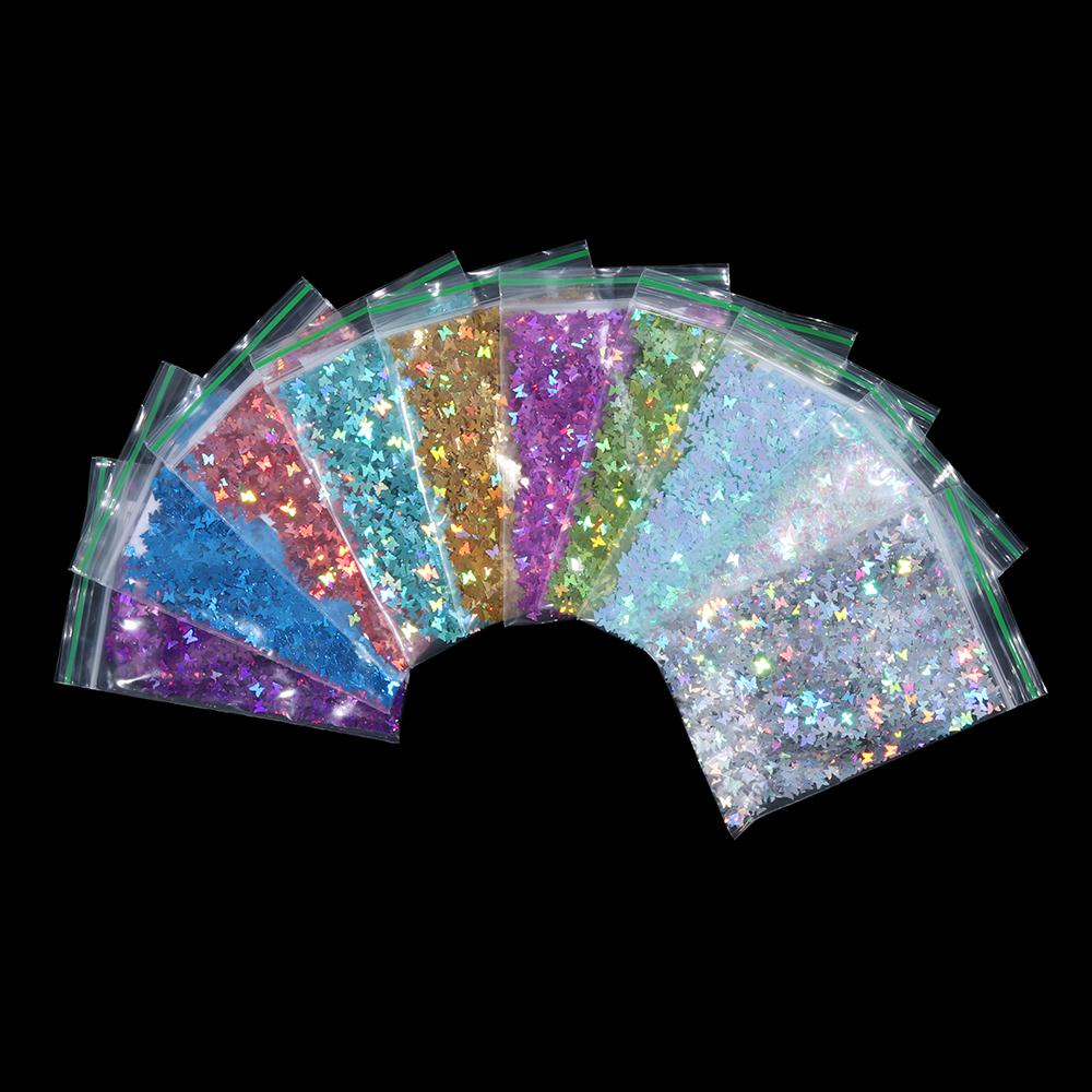 SOFTNESS Sequin Lấp Lánh Hình Bướm Nhiều Màu Dùng Để Trang Trí Móng Nghệ Thuật