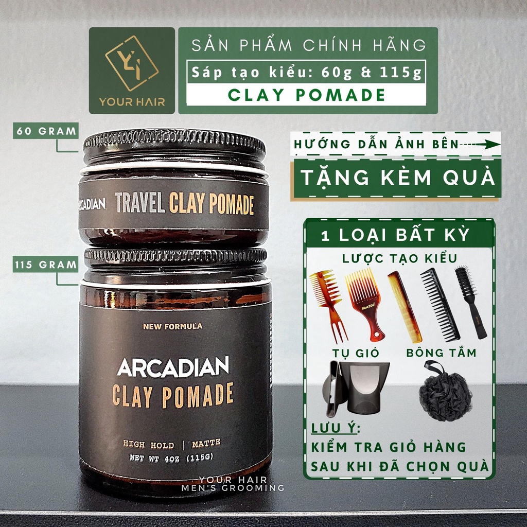 Sáp tạo kiểu Arcadian Clay Pomade - 60g &amp; 115g