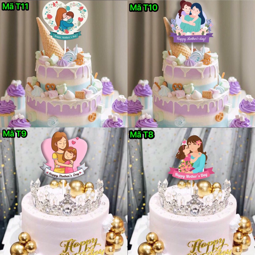 Trang Trí Sinh Nhật - SET 10 THẺ CẮM GIẤY HAPPY MOTHER'S DAY