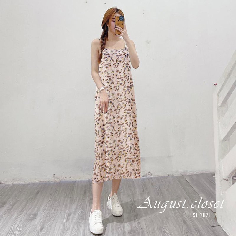 Váy 2 dây hoa nhí dáng dài vải voan 2 lớp dày dặn - phong cách Vintage phối đồ cực xinh August.Cloths