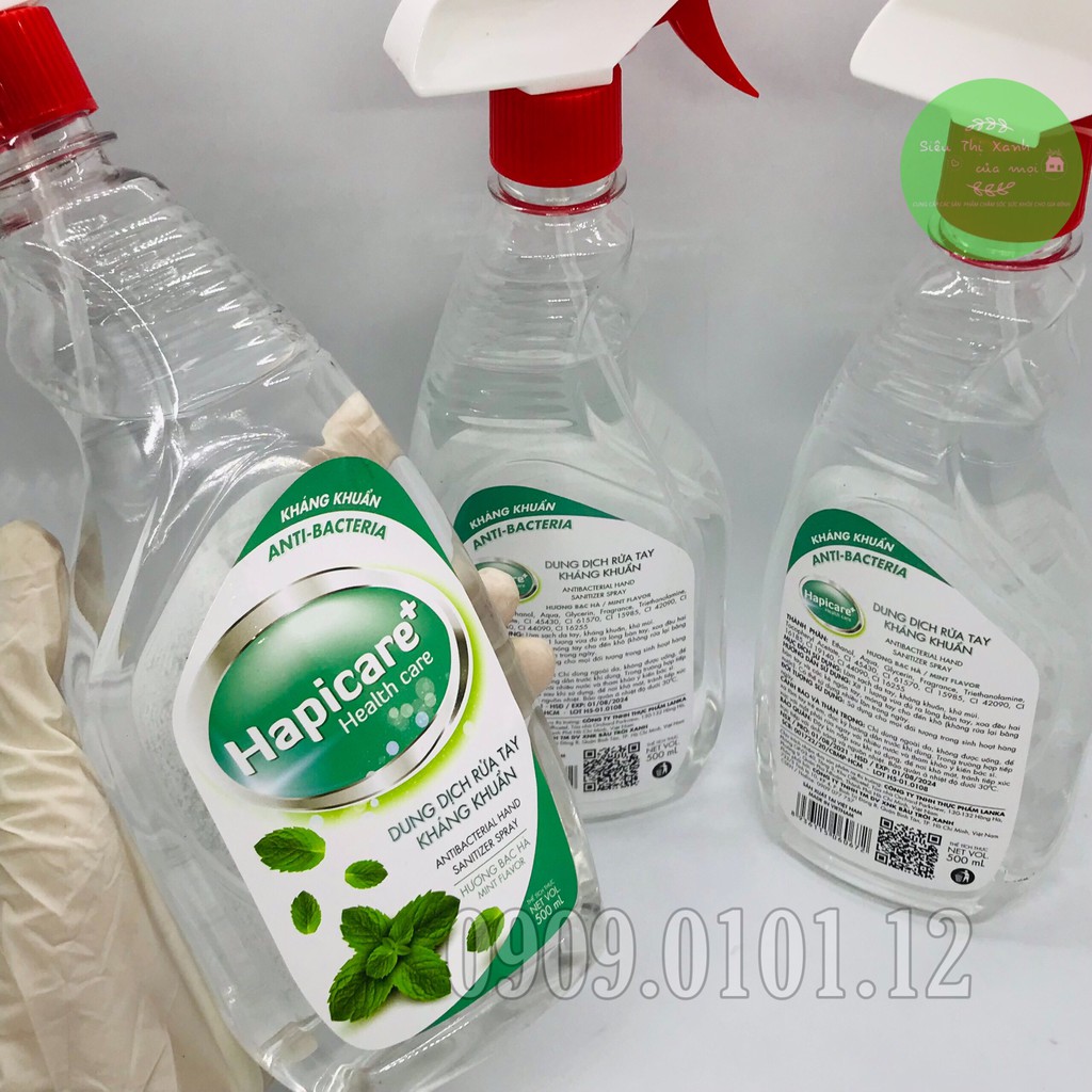 Dung dịch rửa tay kháng khuẩn Hapicare+ chính hãng, dung dịch xịt khuẩn chai vòi xịt 500ml | BigBuy360 - bigbuy360.vn