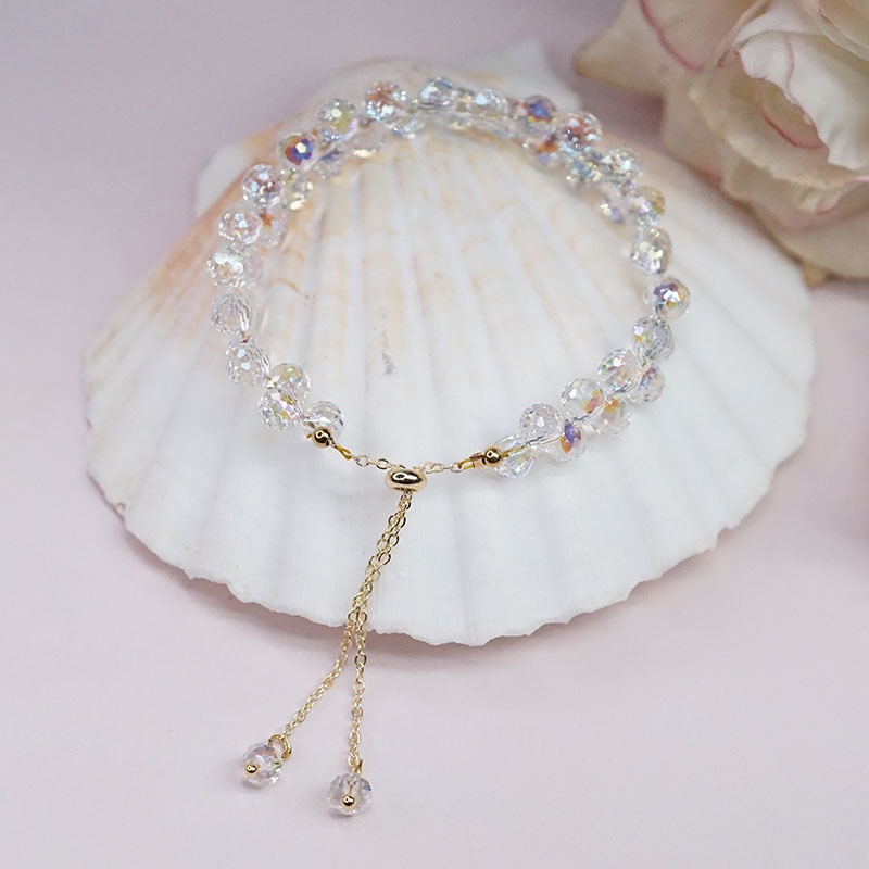 Vòng Tay Hai Lớp Đính Hạt Pha Lê Lấp Lánh Phong Cách Mori Dành Cho Nữ