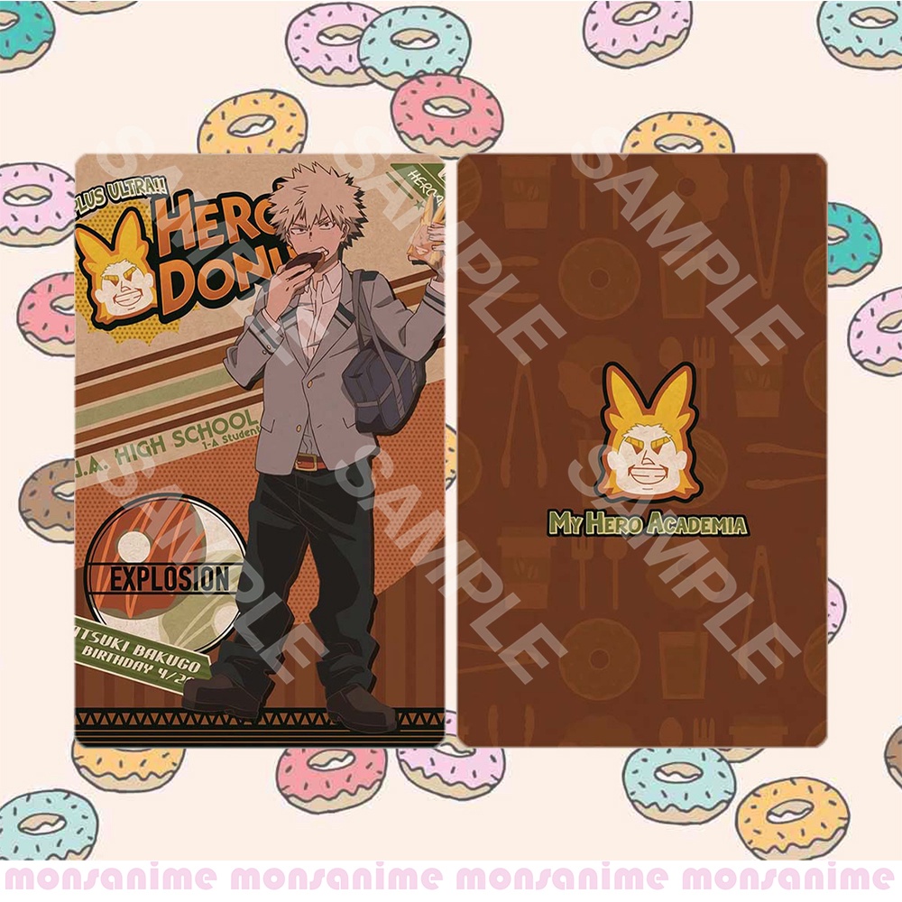 Ảnh card bo góc in hình BOKU NO HERO ACADEMIA Bánh Vòng ver DONUT Học Viện Anh Hùng thẻ bo viền 5*8cm #
