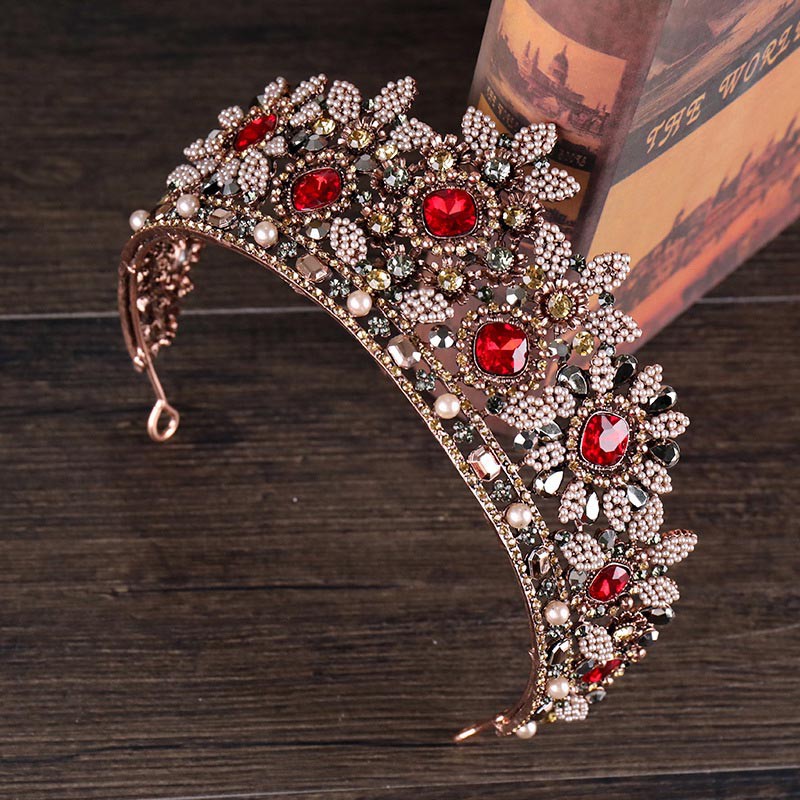 Cài tóc hình vương miện đính đá phong cách Vintage cho cô dâu