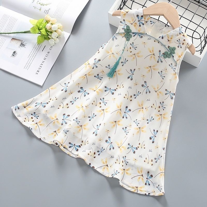 Đầm sườn xám thiết kế mới thời trang mùa hè dành cho bé gái