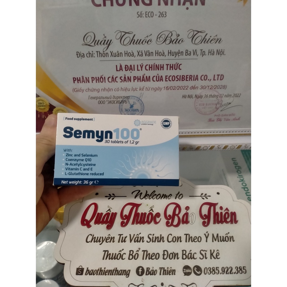 Semyn 100 - hỗ trợ chức năng sinh sản nam giới