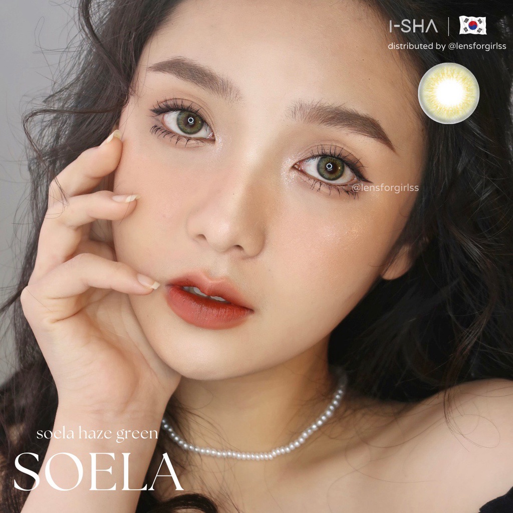 Kính áp tròng Soela Eye Haze Green chính hãng Isha Made in Korea | Hsd 8-12 tháng | Lens cận