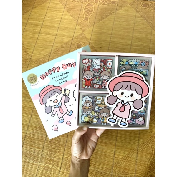 Combo 100 tờ Sticker dán sách vở, đồ dùng hình đáng yêu - hộp 1000 hình dán