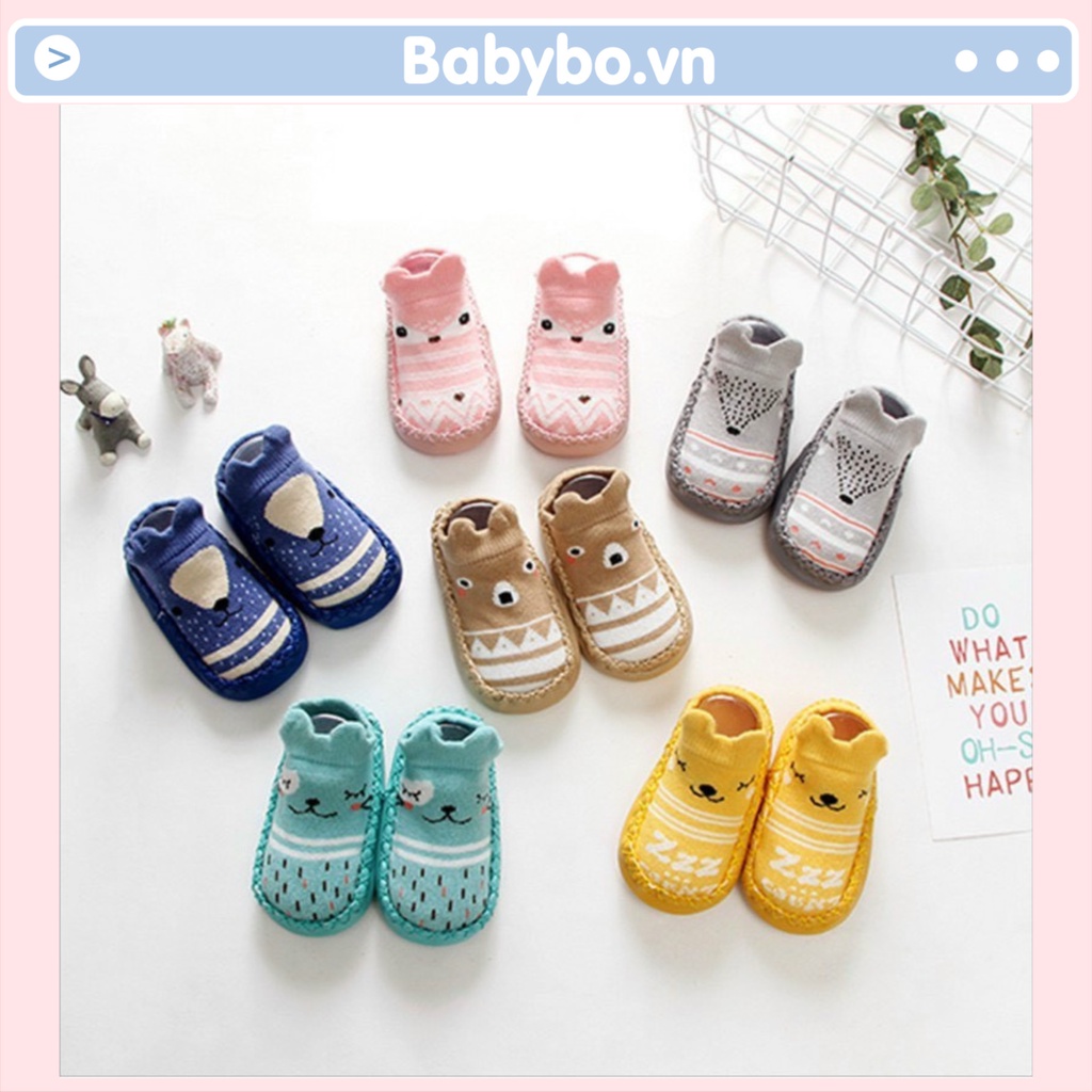 Giày vớ tập đi đế da mềm họa tiết đáng yêu cho bé từ 0-1.5 tuổi