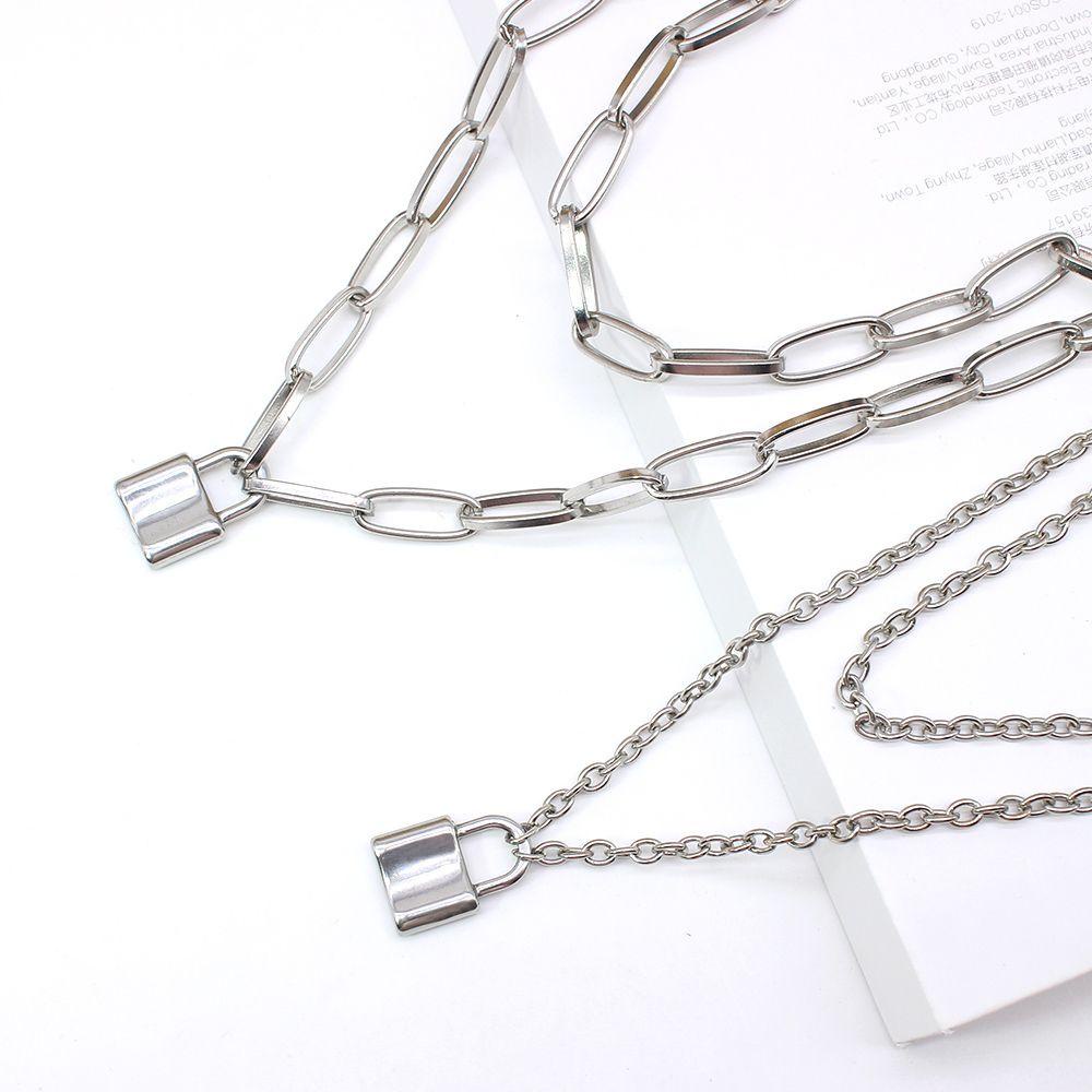 Vòng cổ Bằng Thép Không Gỉ Mặt Ổ Khóa Thời Trang Boho