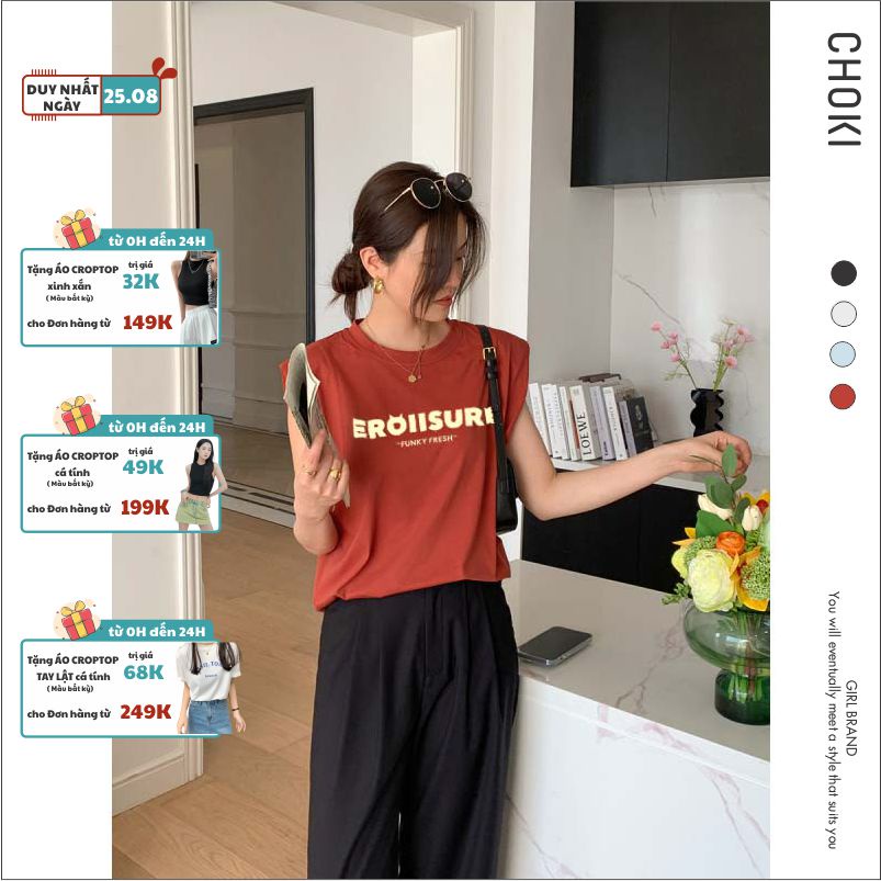 Áo Sát Nách CHOKI Phông Nữ Đẹp Không Tay Hàn Quốc in Chữ Eroiisure MS98733