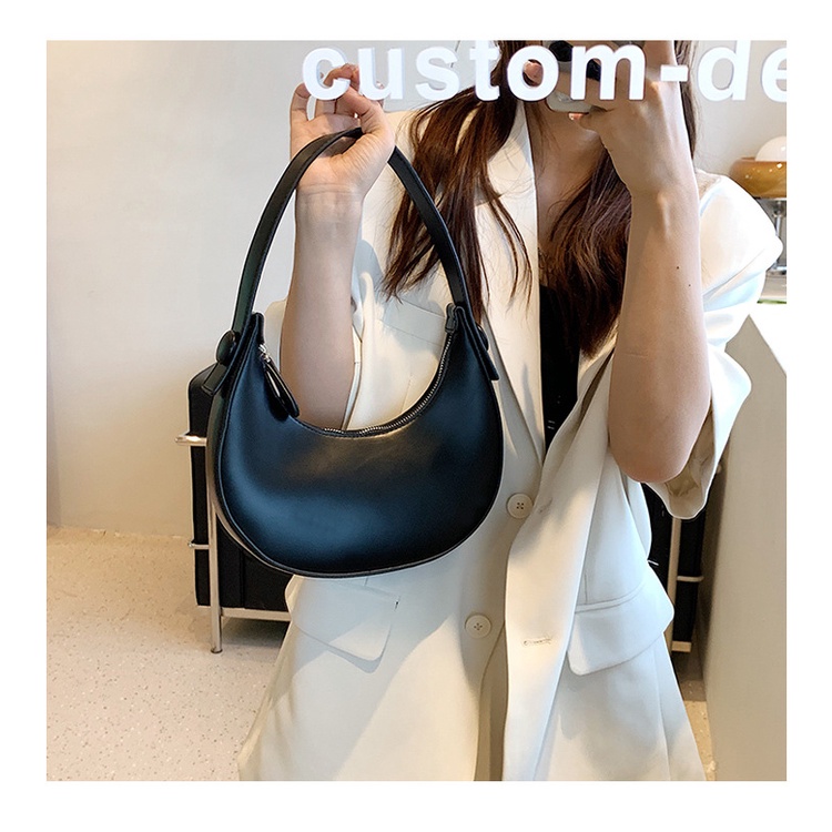 Túi Đeo JASMIN NOIR chéo  da PU hình bán nguyệt đơn giản thời trang cho nữ