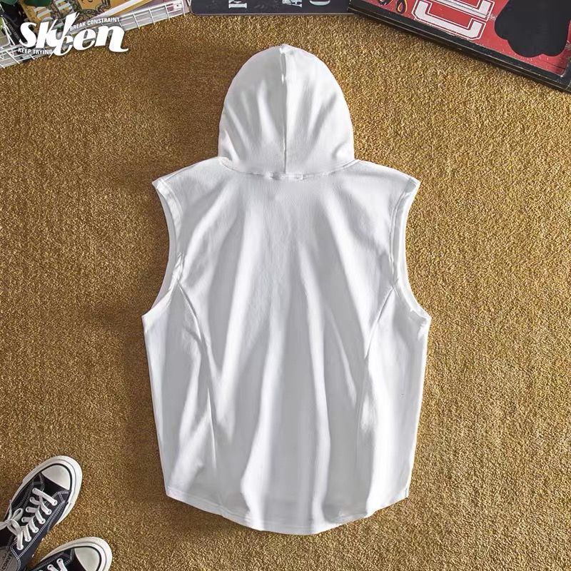 Áo Thun Cotton Mỏng Sát Nách Có Nón Trùm Đầu Thời Trang Mùa Hè Hàng Mới Dành Cho Nam Nữ 2022