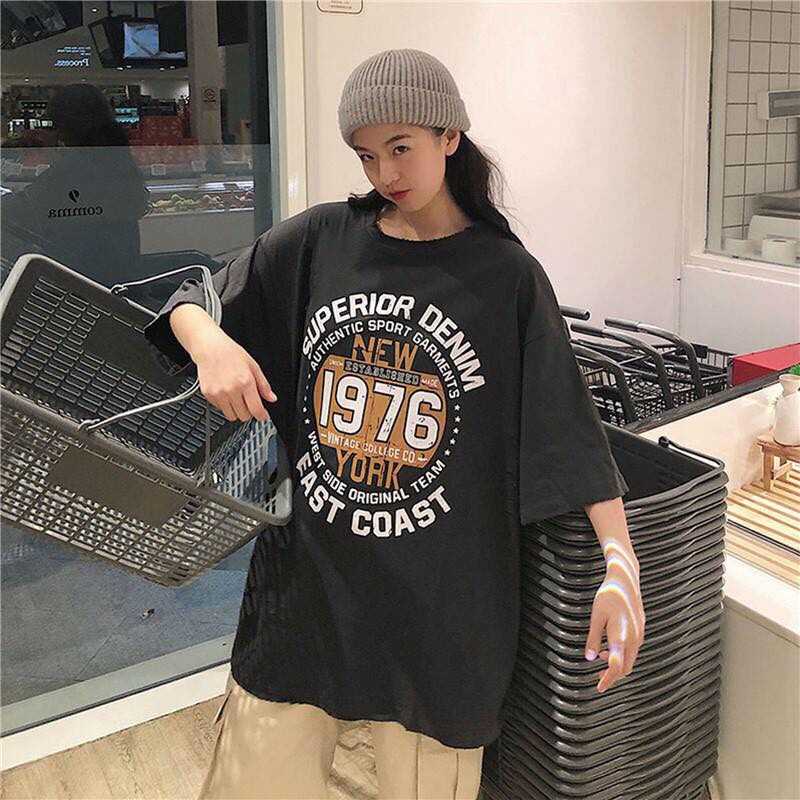 Áo thun tay lỡ form rộng in hoạ tiết chữ DENIM 1976 - phông ulzzang unisex nam nữ đều mặc được