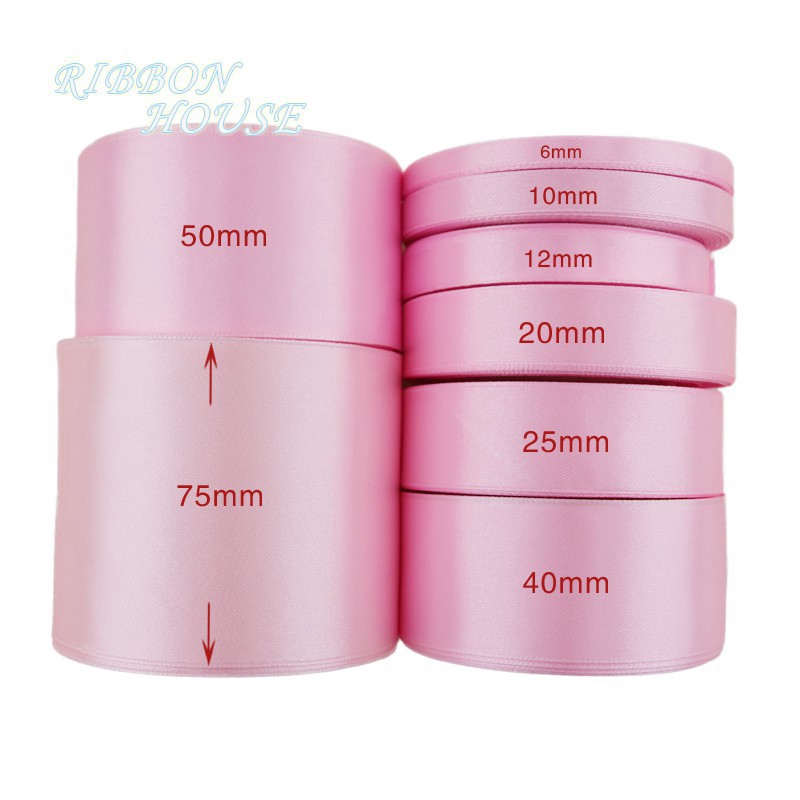 Cuộn Dây Ruy Băng Màu Hồng 22m Dùng Trang Trí Tiệc Cưới / Giáng Sinh