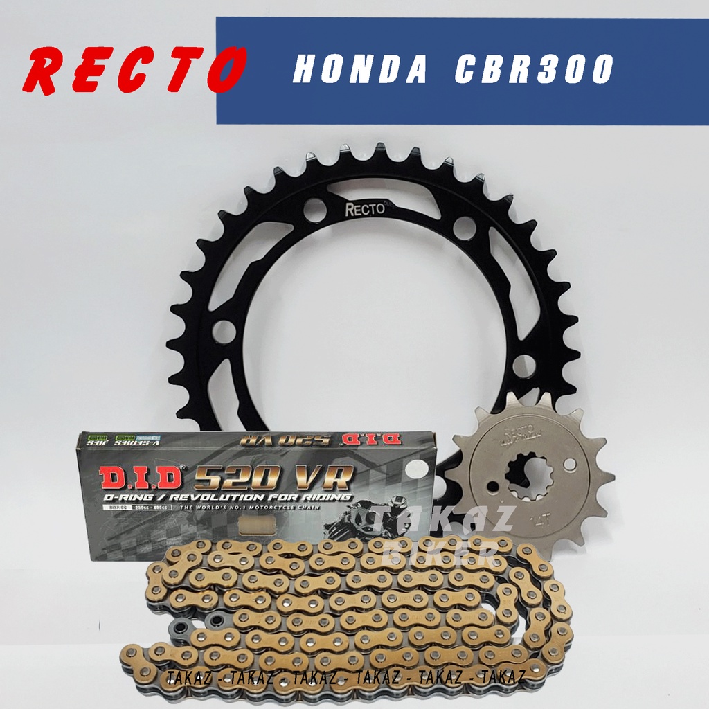 NHÔNG SÊN DĨA HONDA CBR 300 RECTO - SÊN DID 520 O-RING ĐEN HOẶC VÀNG ( 14Tx36T )