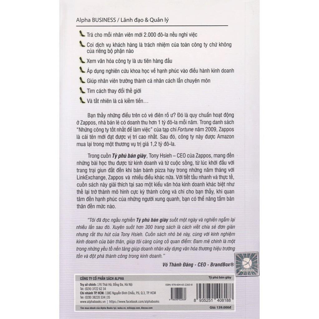 Sách - Tỷ Phú Bán Giày (Tái Bản 2021) - Alphabooks