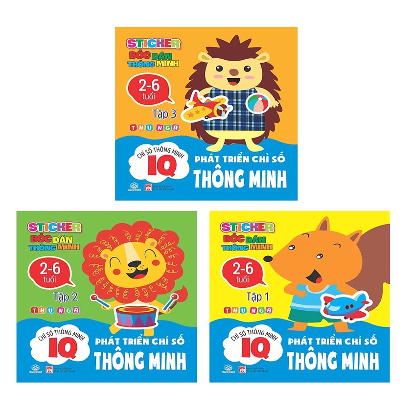 Sách - Combo 3 cuốn Sticker bóc dán thông minh - Phát triển chỉ số thông minh IQ 2-6 tuổi