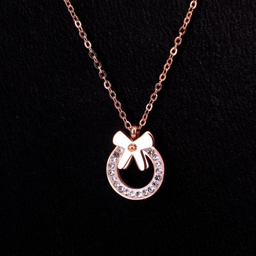 Dây Chuyền Titan Ko Đen Mặt Tròn Đính Nơ TT 2804