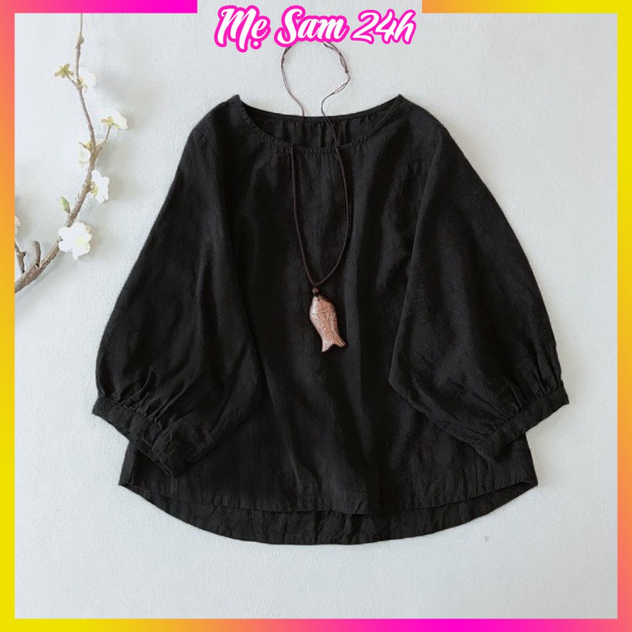 Áo kiểu nữ Hàn Quốc Mẹ Sam 24h chất liệu đũi mềm mát, thấm mồ hôi, form vừa xinh AKH.46
