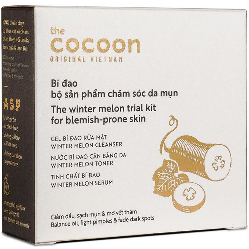 Bộ Sản Phẩm Chăm Sóc Da Mụn Cơ Bản Cocoon Bản Dùng Thử - Cocoon Winter Melon Trail Kit - Hàng Việt Nam - 15mlx3