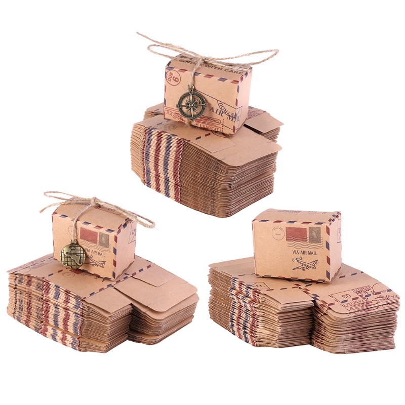 Set 50 hộp giấy đựng kẹo cưới phong cách vintage