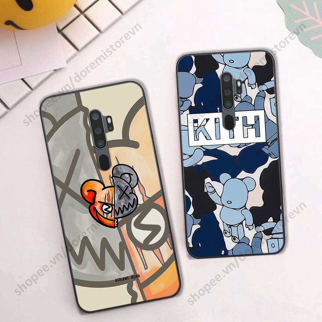 Ốp lưng Oppo A5 2020 / A9 2020 hình kaws, kith, bear brick nổi 3D phong cách độc đáo