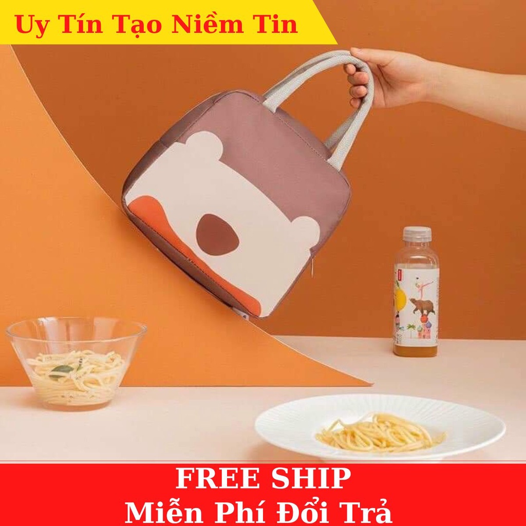 Túi Giữ Nhiệt Hình Gấu Xinh Xắn - Túi Giữ Nhiệt Đựng Hộp Cơm - Chống Thấm, Siêu tiện lợi