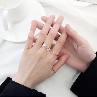 Korean Edition Simple Personality Four-piece Set Diamond Geometric Ring R53