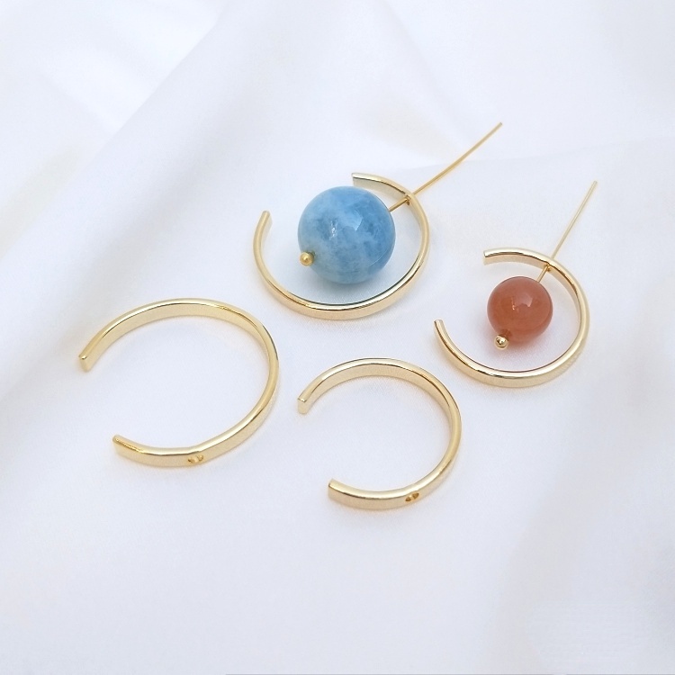 Bộ Vòng Tay/Nhẫn/Dây Chuyền Hình Chữ C 14K Bằng Đồng Màu Vàng Sáng diy