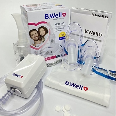 Máy xông mũi họng B.Well Med-120 chính hãng sản xuất Thụy Sĩ, xông khí dung, phù hợp cho cả người lớn, trẻ em.